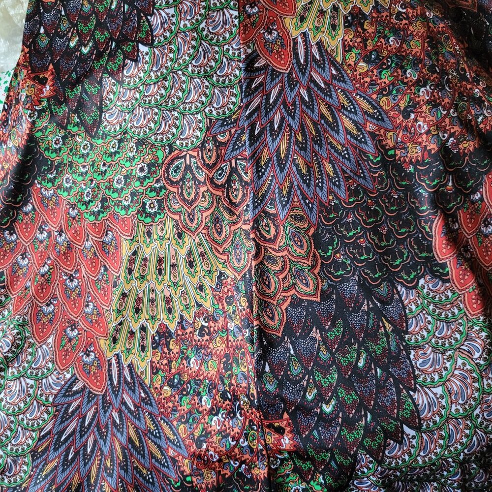 Miss Ashley Long Paisley, Floral, Feathers Multi-Color Skirt Misses Size Large